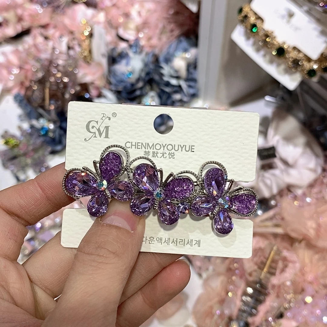 仿水晶合金蝴蝶弹簧夹