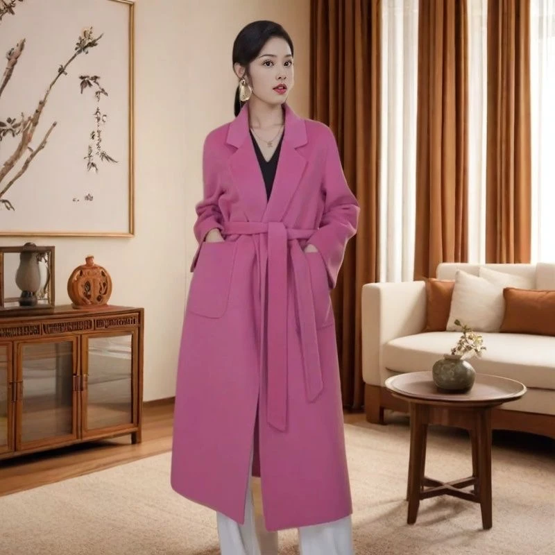 双面羊毛大衣女2025年早春新款中长款宽松羊毛呢子睡袍外套高级感