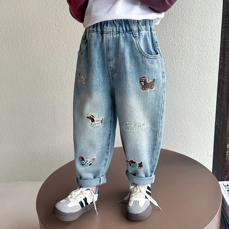 【热推爆款】儿童牛仔裤春秋款2025新款儿童洋气时髦牛仔裤女宝宝