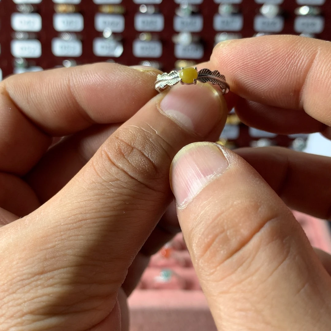 翡翠银S925镶嵌戒指526