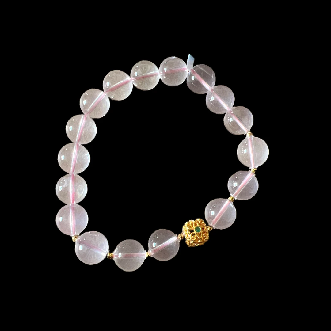 V7163 粉水晶18K手串孤品