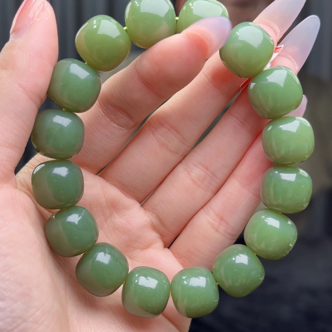 和田玉未镶嵌手链天然和田玉新疆若羌青黄口14