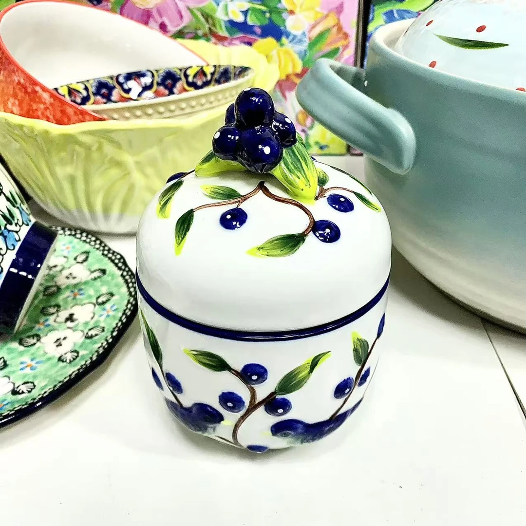 1932浮雕蓝莓系列陶瓷炖盅盖碗（不带底托和勺）