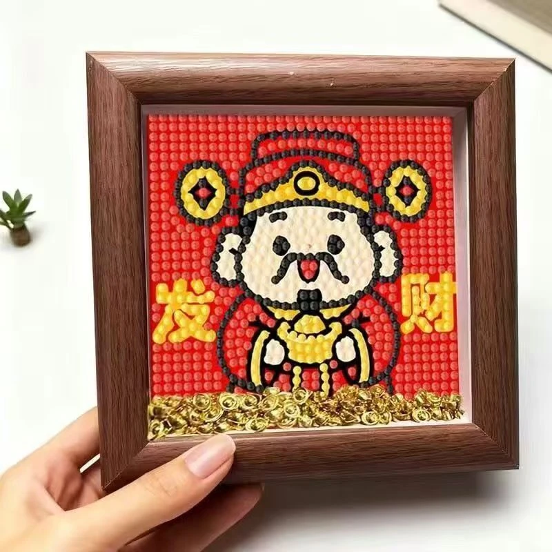 财神爷钻石贴画元宝桌面摆件客厅手工DIY钻石画 新款送人粘贴礼物