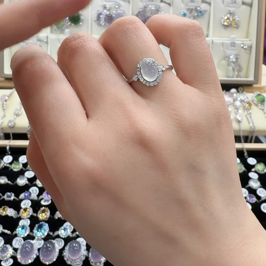 玊***尔蛇纹石玉银S925镶嵌戒指