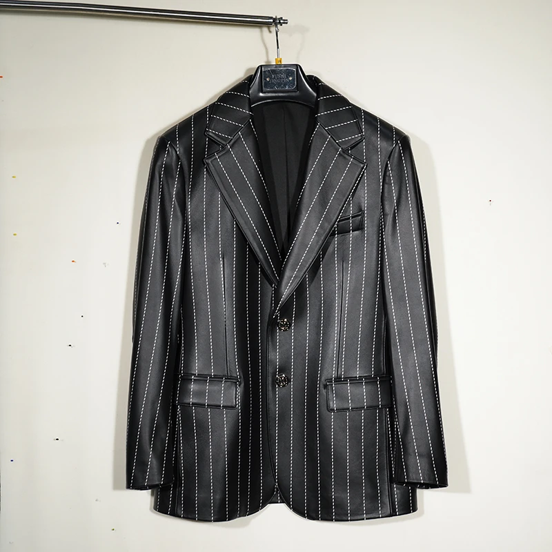 海宁男春秋休闲商务时尚西装外套经典款修身印花西服AT0303-A集