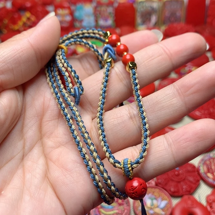 天然辰砂工艺品朱砂绳子