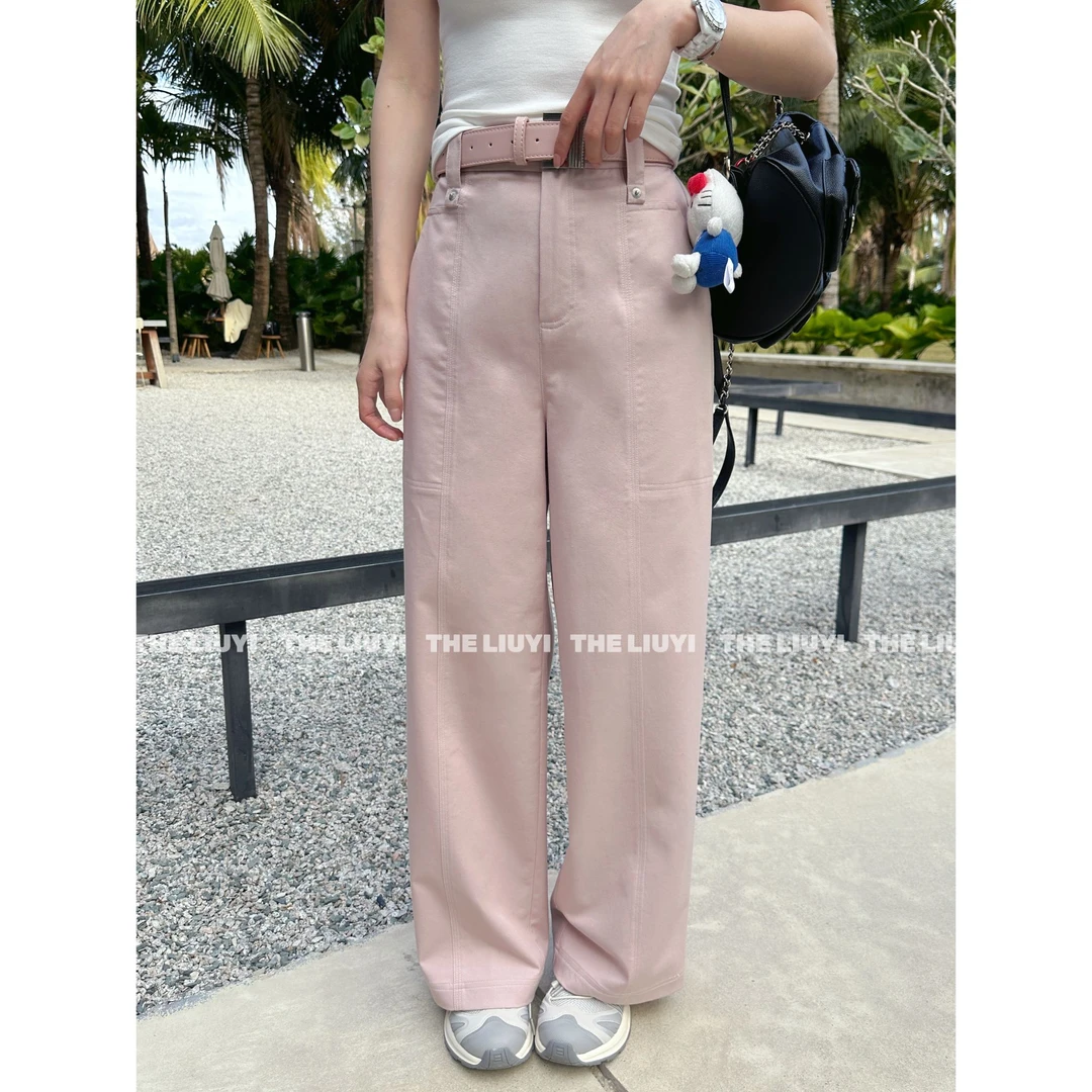 【LIUYI】甜酷工装裤~高腰窄版直筒休闲裤51048