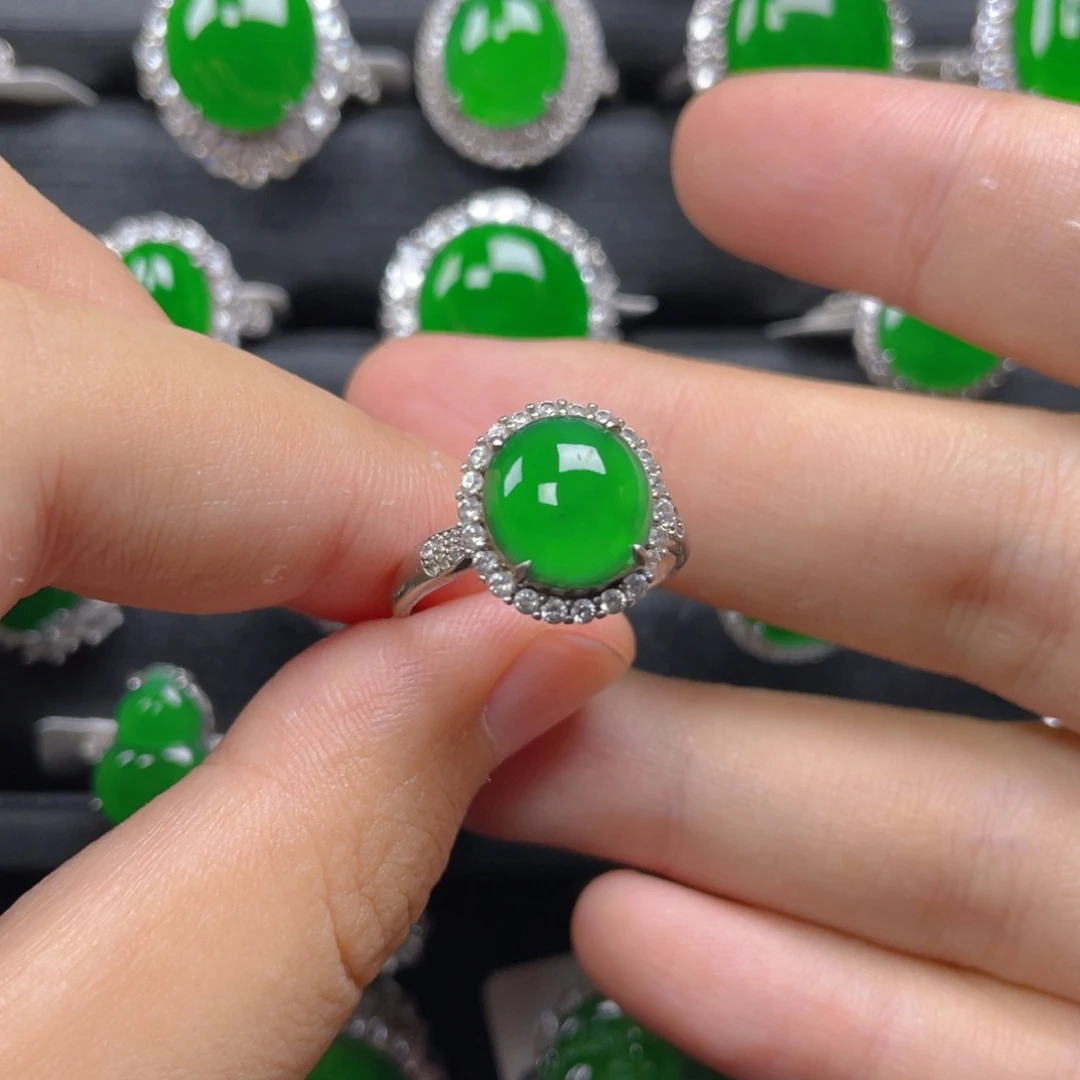 翡翠银S925镶嵌戒指