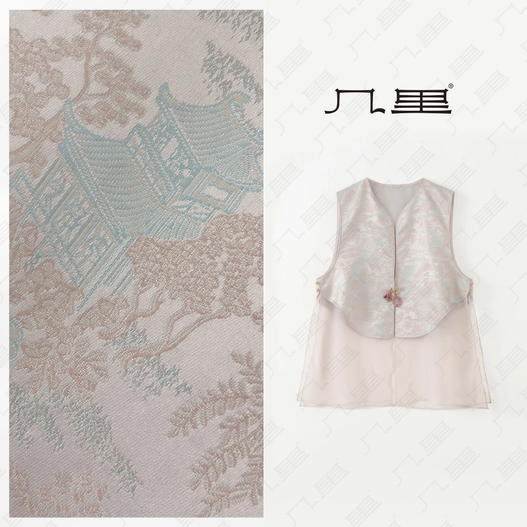 几里与麻【月下粉樱】新中式国风提花马夹 衣长70 胸围103 2052957