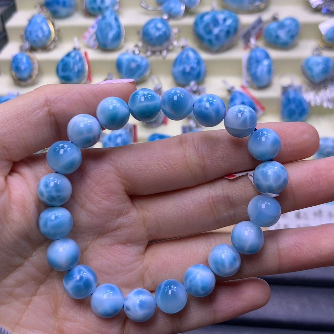 针钠钙石（海纹石）未镶嵌手串10+手串色差略异