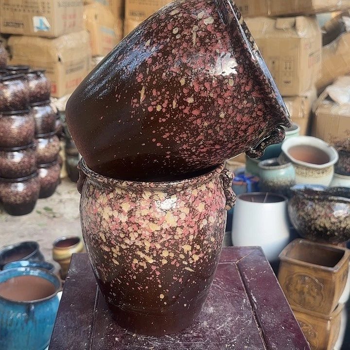 紫砂茶碗彩两个口径17高度21