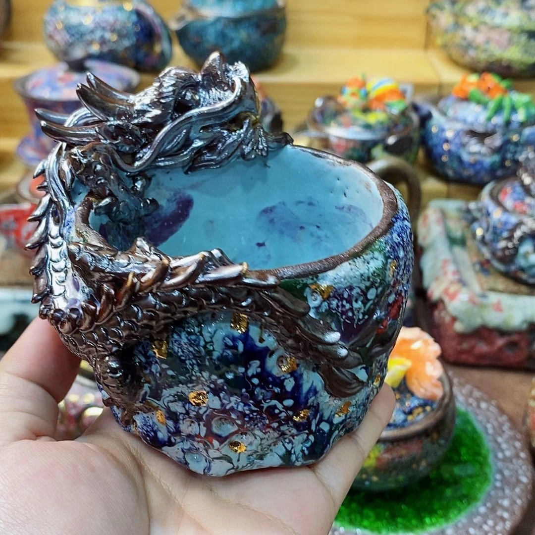 志野柴烧古喜茶器