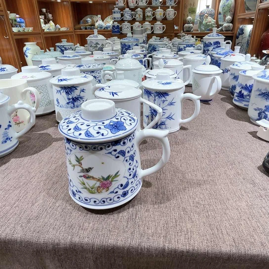 陶瓷盖子款自**孩手绘花鸟