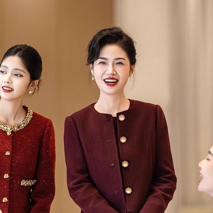 妈妈装优雅春秋高贵年轻参加婚礼丈母娘敬酒服喜婆婆婚宴装两件套