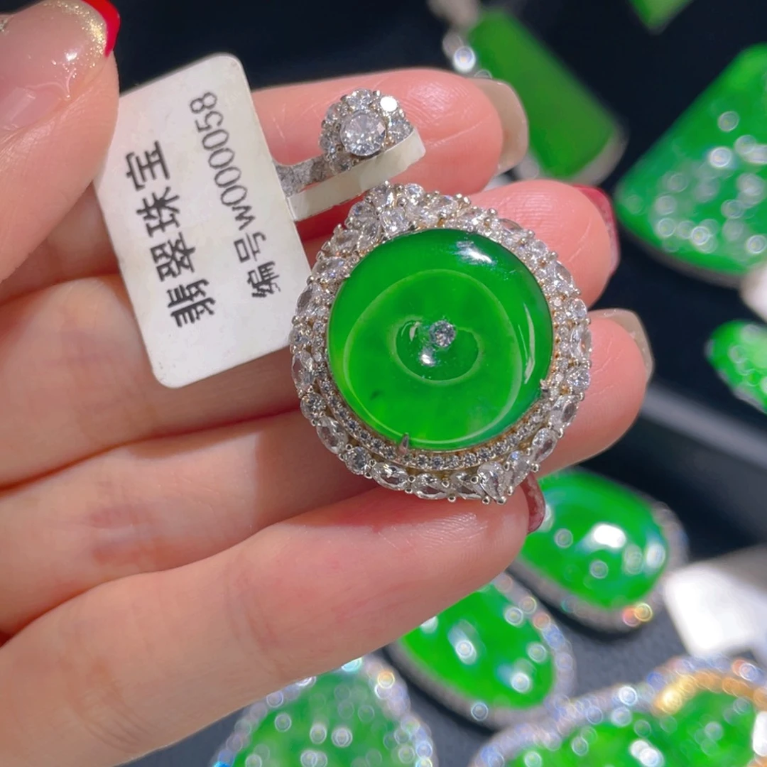 翡翠吊坠(不含链)银S925镶嵌