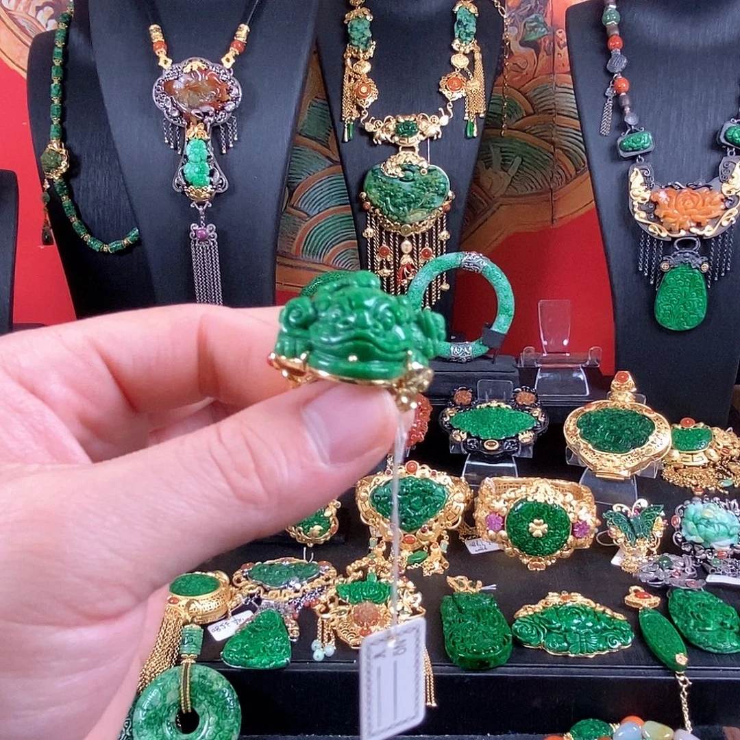 翡翠银S925镶嵌戒指戒指