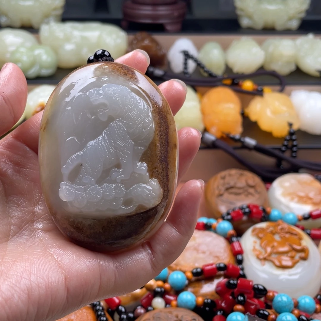 风***景石材天然古青石手把件