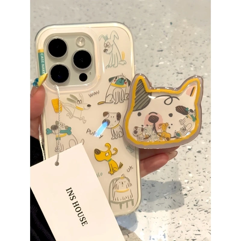 韩系ins不同品种小狗摇摇支架适用iphone16promax苹果15p手机壳14