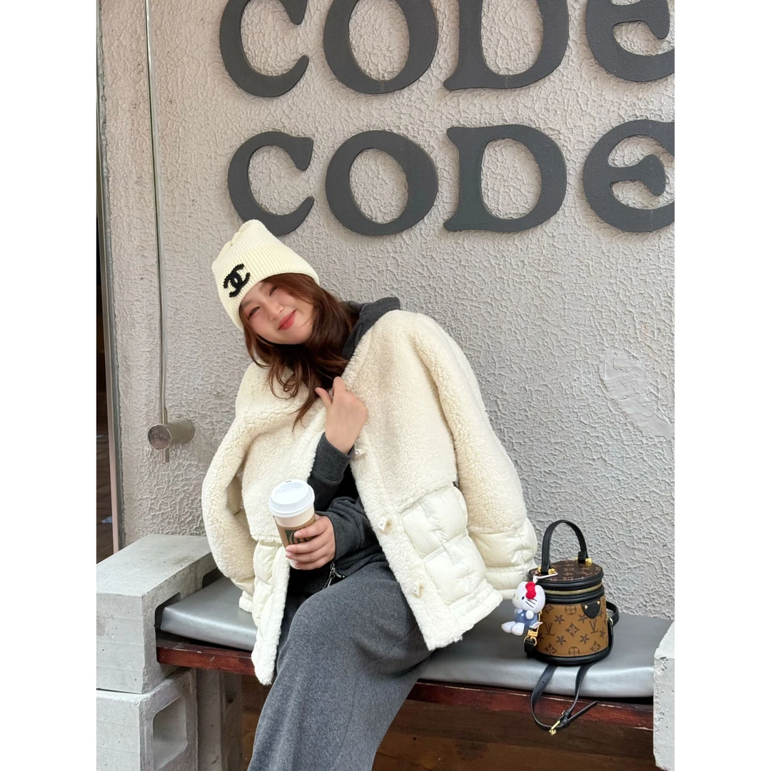 楠序【雪国精灵】源子微胖女装 2025年冬装新拼接百搭羽绒服YZ38087