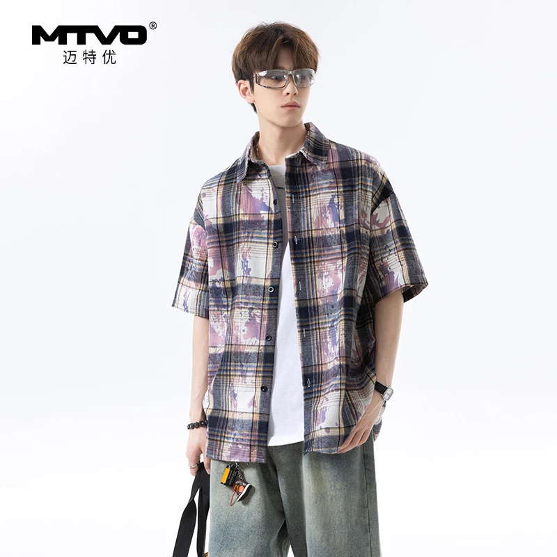 格子短袖衬衫2025年新款夏季衬衫男女高级感衬衣夏季休闲百搭外套