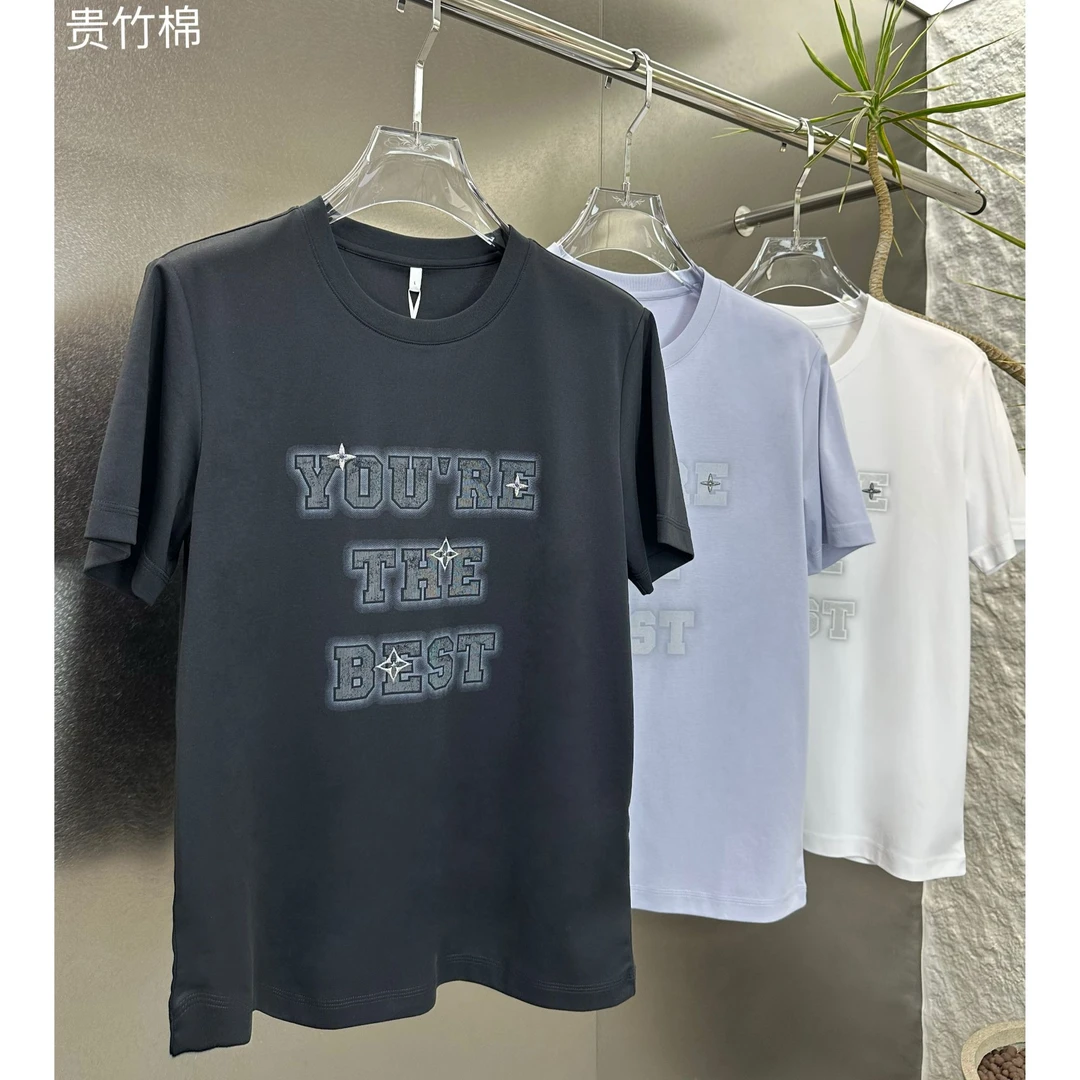 2025新品简约潮牌圆领T恤男生字母潮流百搭痞帅短袖重磅上衣9029