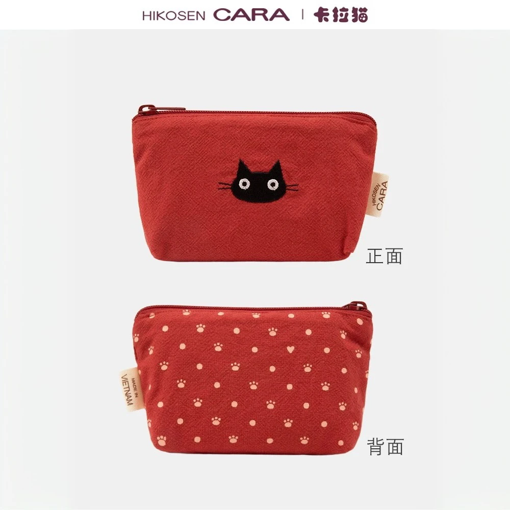 恭郎小黑猫零钱包卡包日系糖果色女帆布耳机包小包