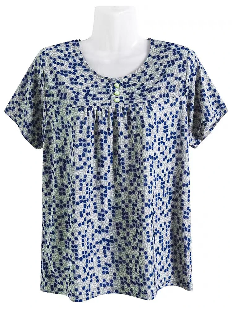 碎花中老年女装80岁老太太服装中年圆领家居服妈妈装