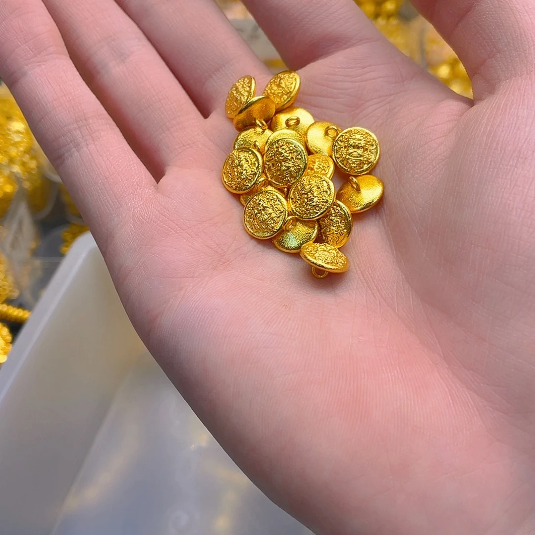 锆石铜合金黄财神扣头3颗