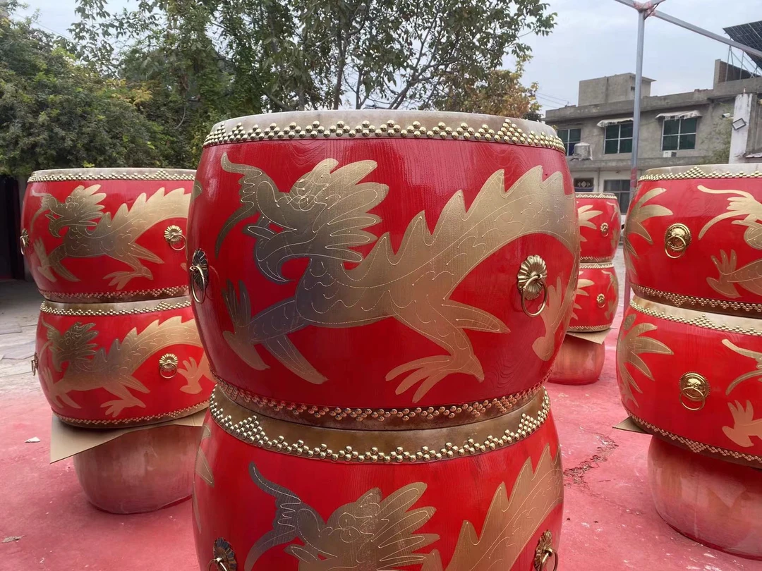 16寸18寸20寸黄牛皮龙鼓舞台表演专用战鼓实木堂鼓成人乐器