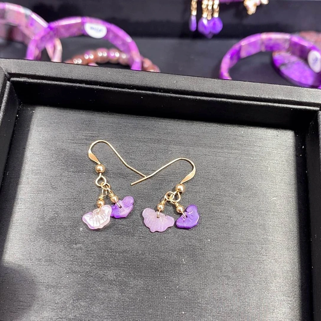 苏纪石（舒俱来）14K金镶嵌南非舒俱来如意耳钩