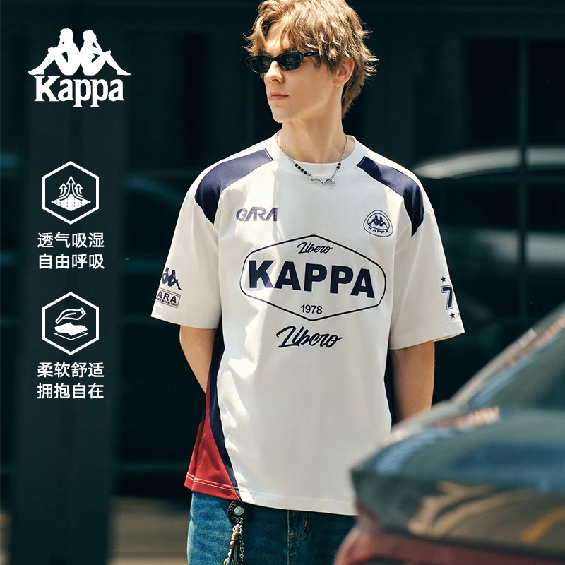 Kappa卡帕背靠背复古运动t恤男款复古上衣套头运动衫纯棉跑步卫衣