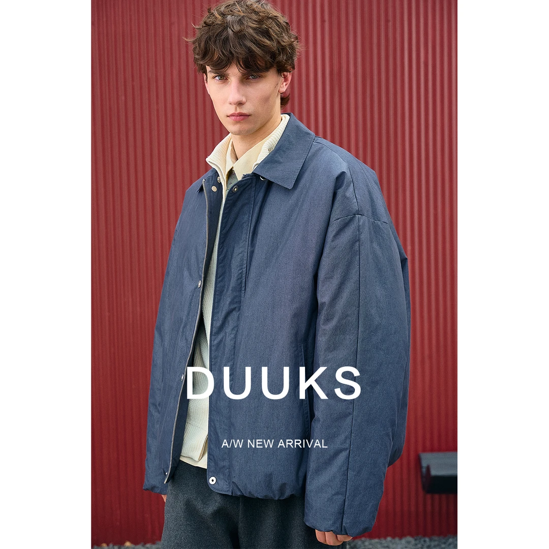 DUUKS可拆卸针织领羽绒服男士加厚2025新款秋冬季保暖面包服外套