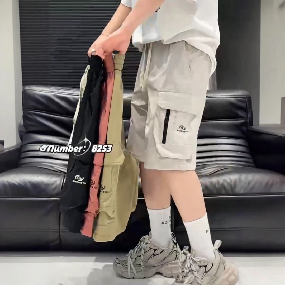 1985复古多口袋工装短裤男士潮牌夏季薄款宽松直筒休闲外穿五分裤