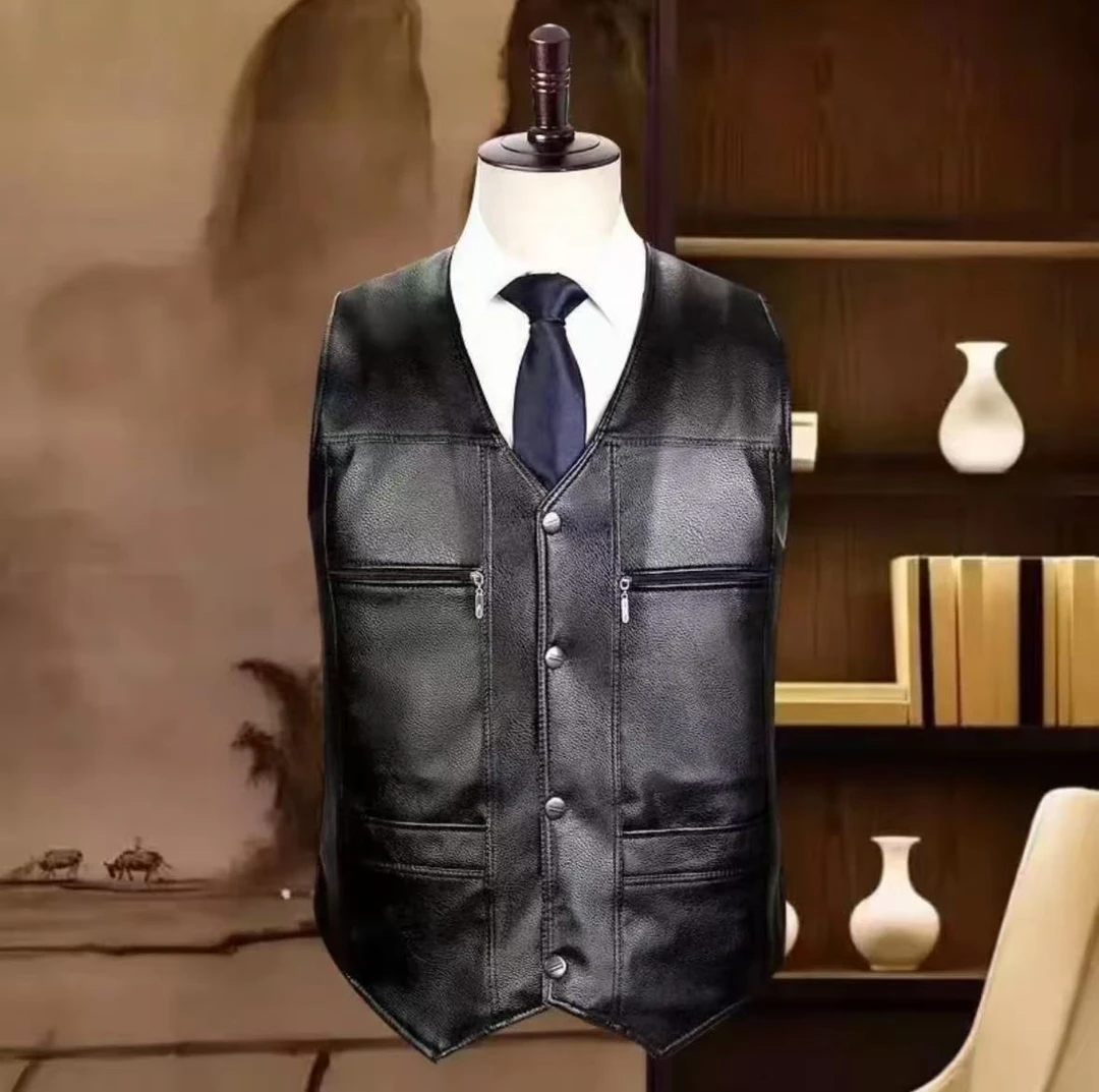 活力风立领拼接单排扣男秋冬背心商务秋季黑色马夹