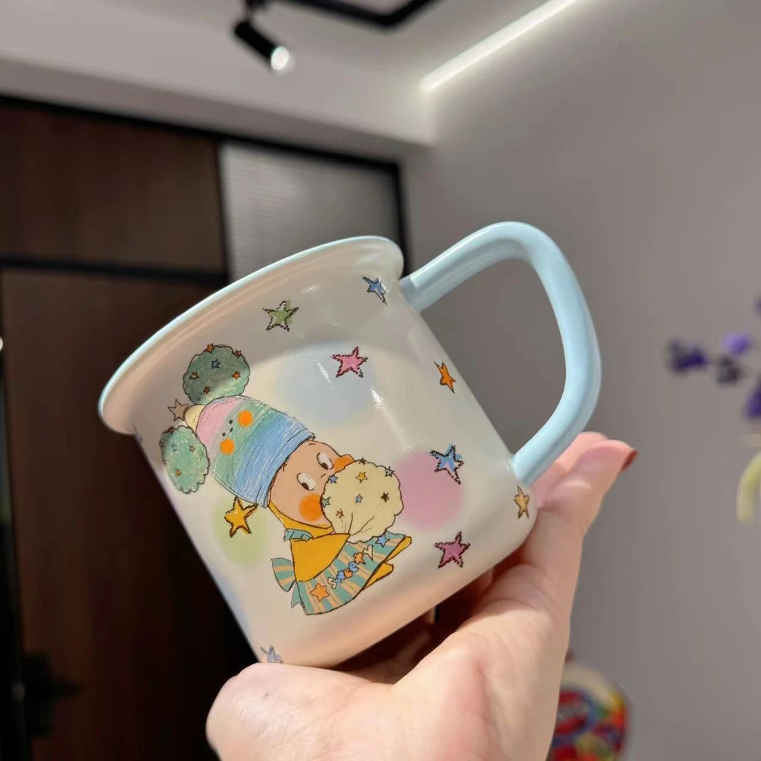 【ZY】星星人马克杯新款棉花糖学生家用仿搪瓷杯松弛感情侣杯子