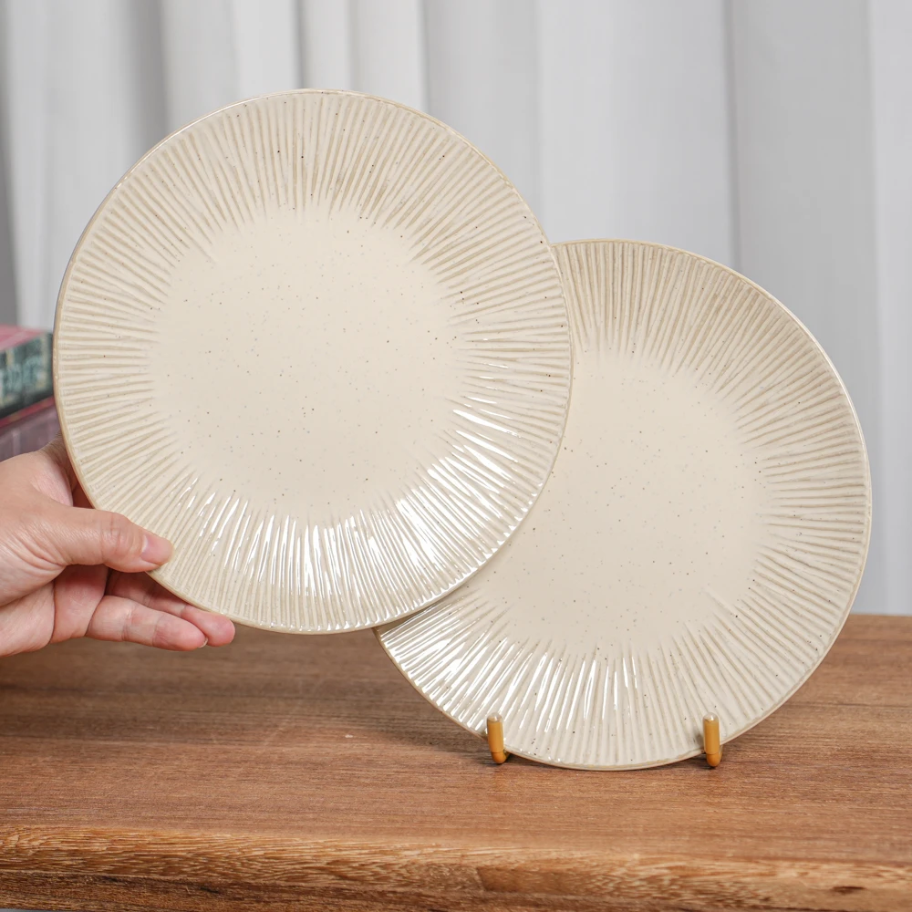 【瑕疵】陶瓷盘子家用窑变复古平盘F5A