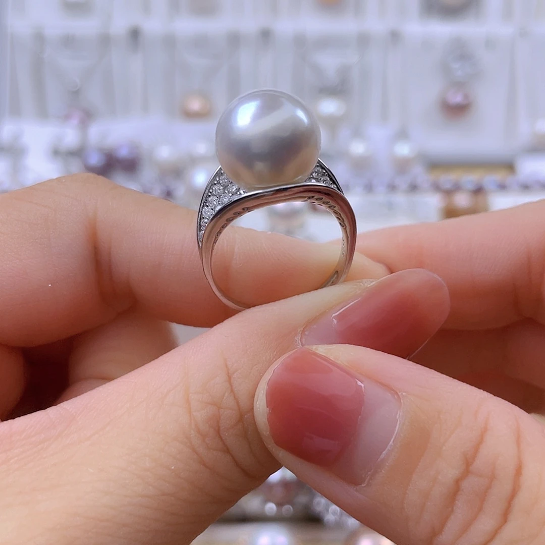 兔***子淡水珍珠戒指银S925镶嵌