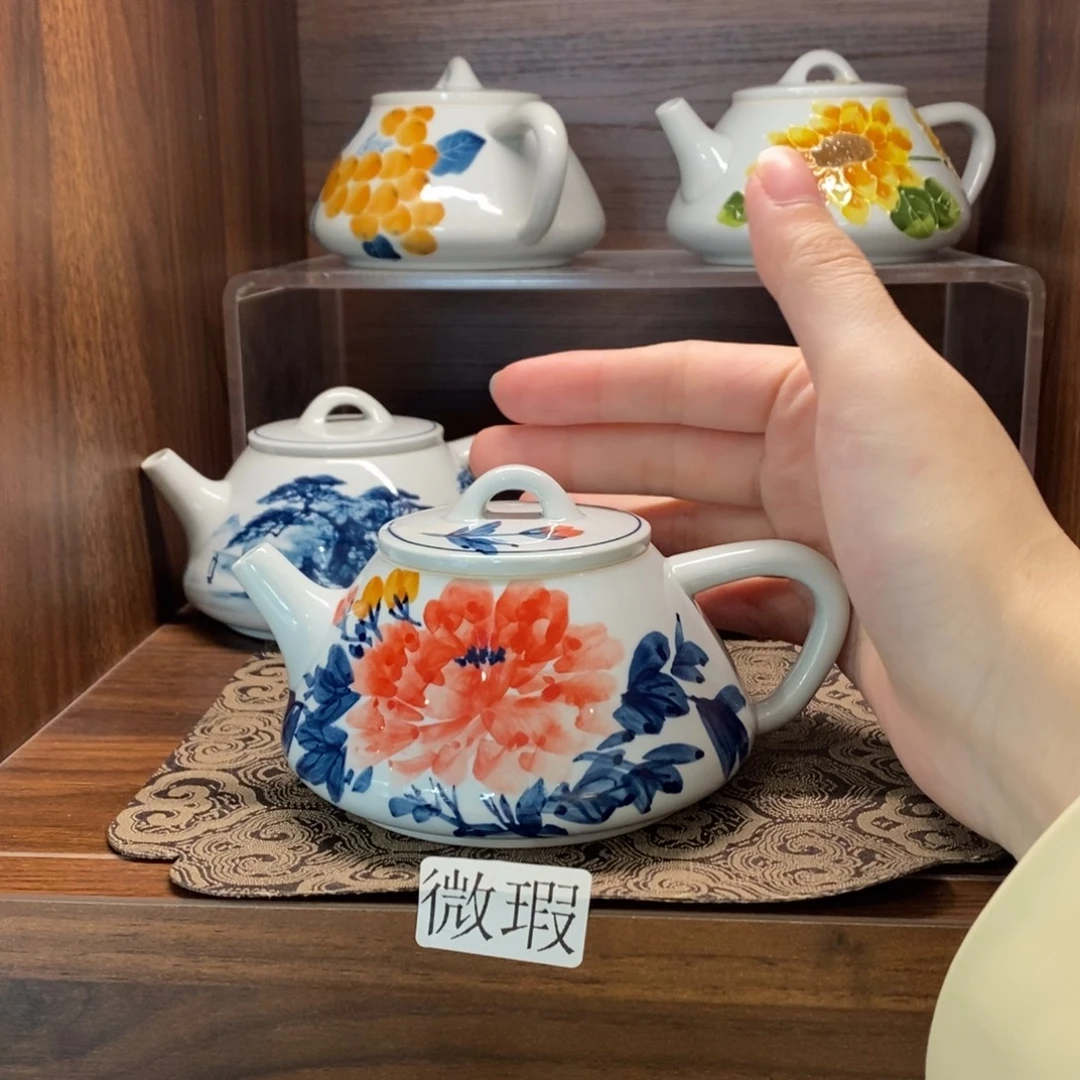 釉下彩老陶泥手工绘制