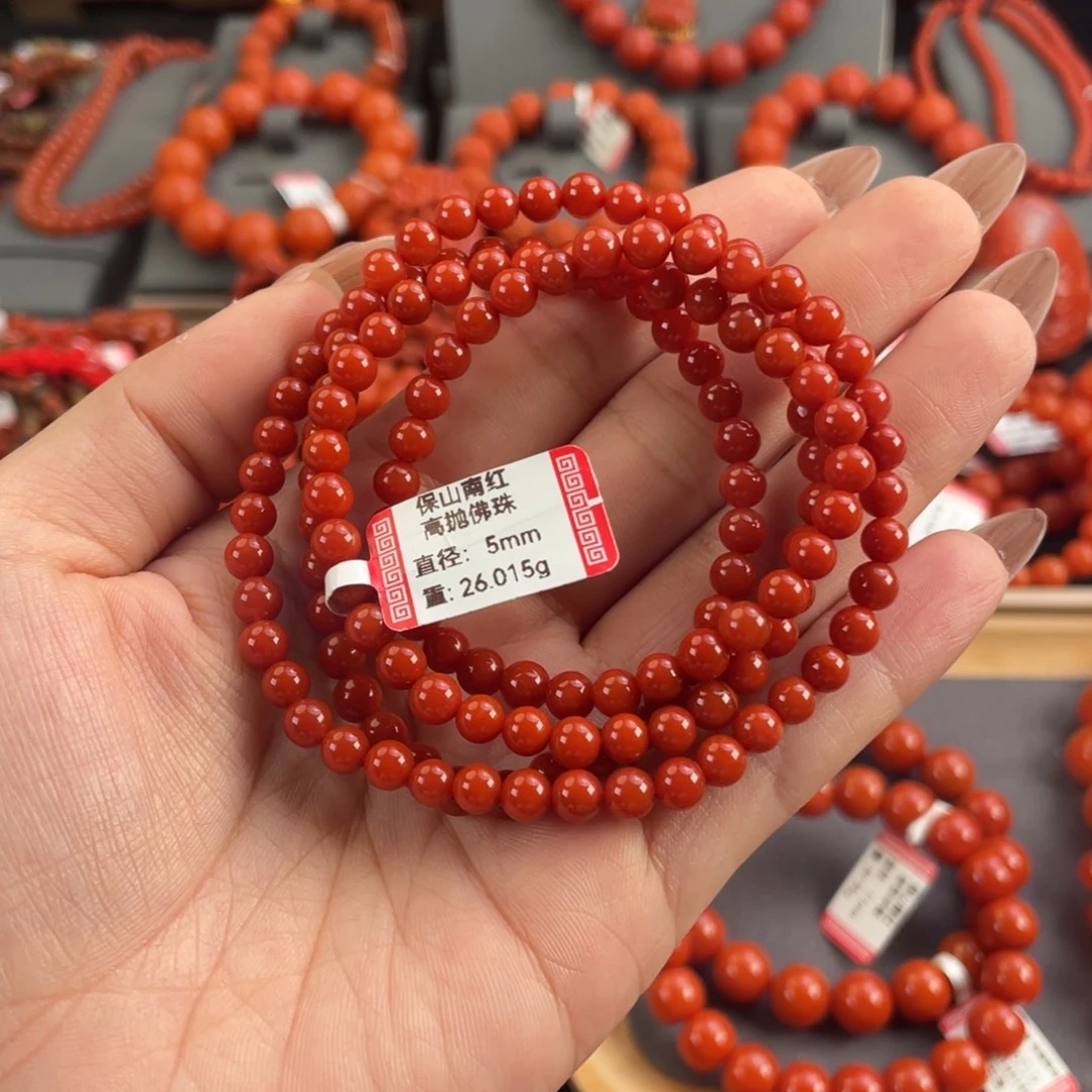 L****未镶嵌手链南红玛瑙保山南红高抛多圈