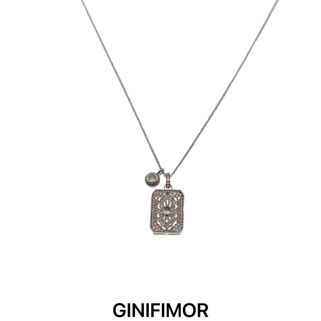 GINIFIMOR 铜合金项链 a828  精致无事方牌项链百搭气质锁骨链