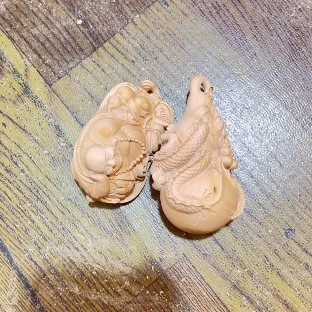 万***x木小叶黄杨木手把件2个有瑕