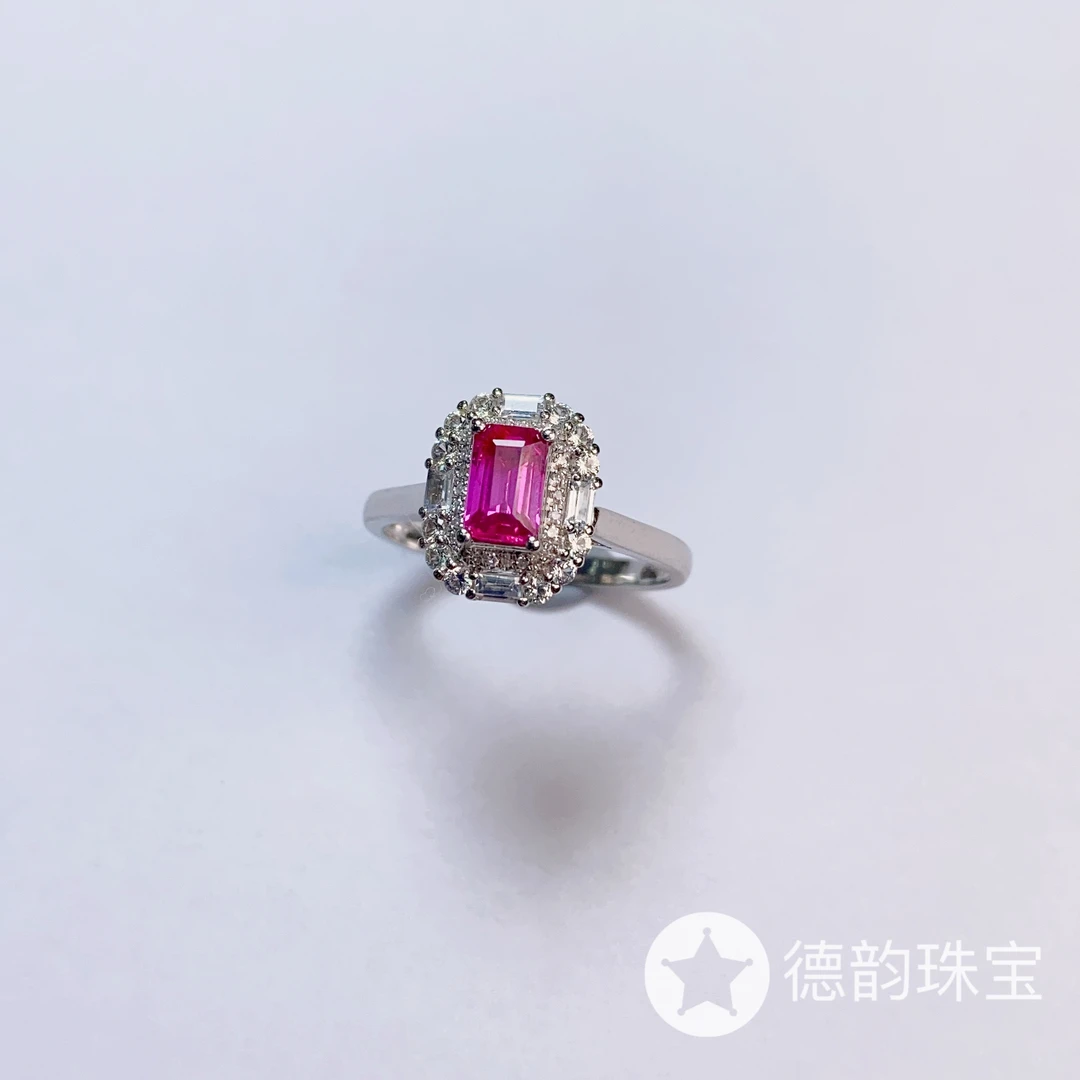 18k金镶嵌天然红宝石戒指