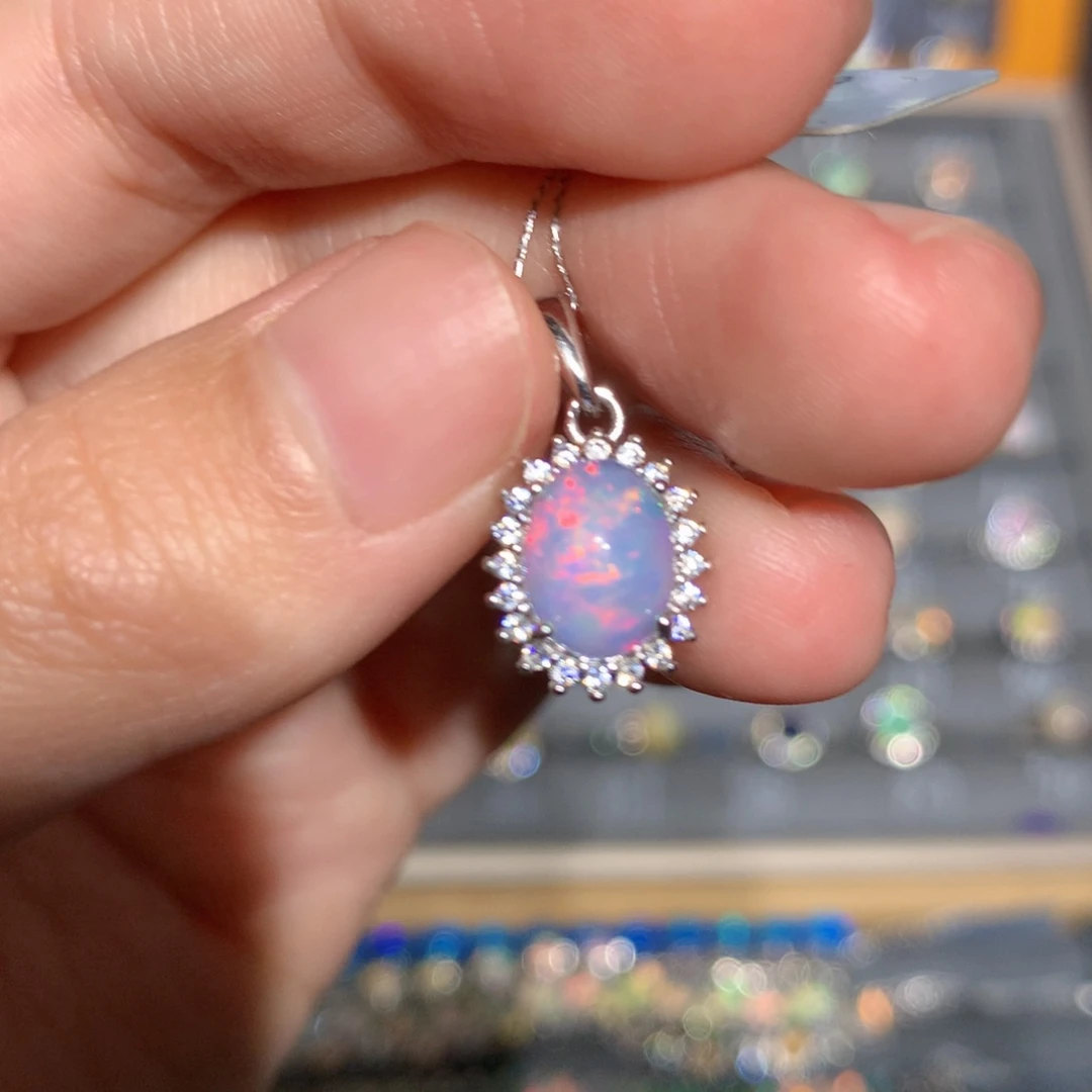 银S925镶嵌欧泊欧泊吊坠y