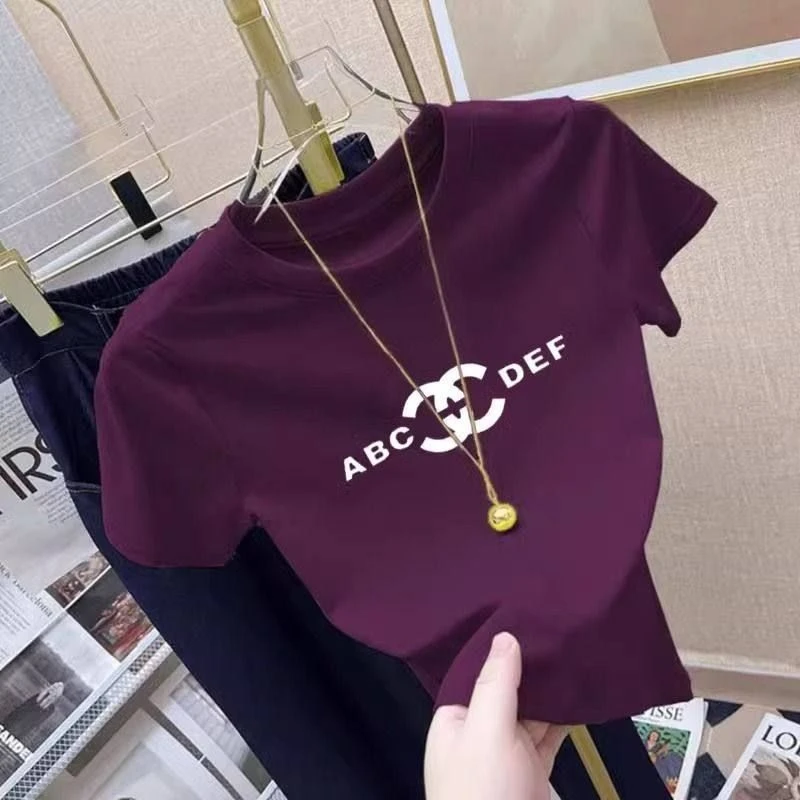 （七姥姥专属）潮牌T恤短款上衣夏季ins紫色修身