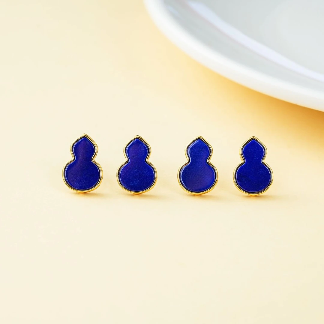 S925银青金石耳钉-多样性发其一-7.5×11.5mm-V93786-29（东哥）