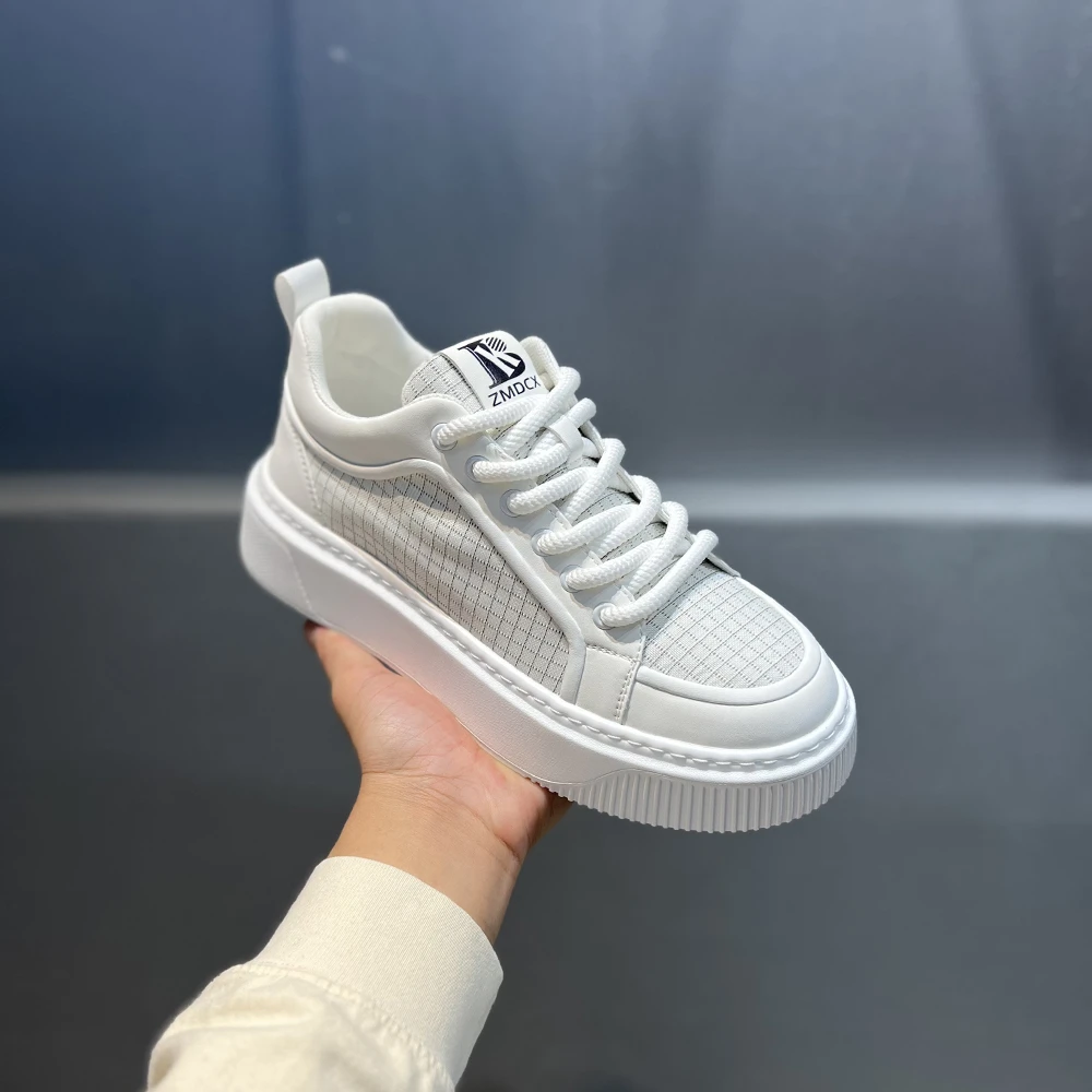 简约百搭格子厚底板鞋2025春夏新款时尚运动软底舒适男潮流休闲鞋