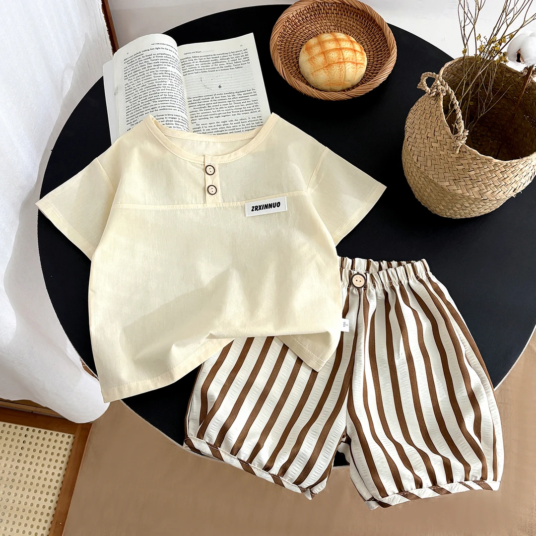 男童男宝夏装套装新款中小童学院风宝宝短袖衣服儿童夏季短袖套装