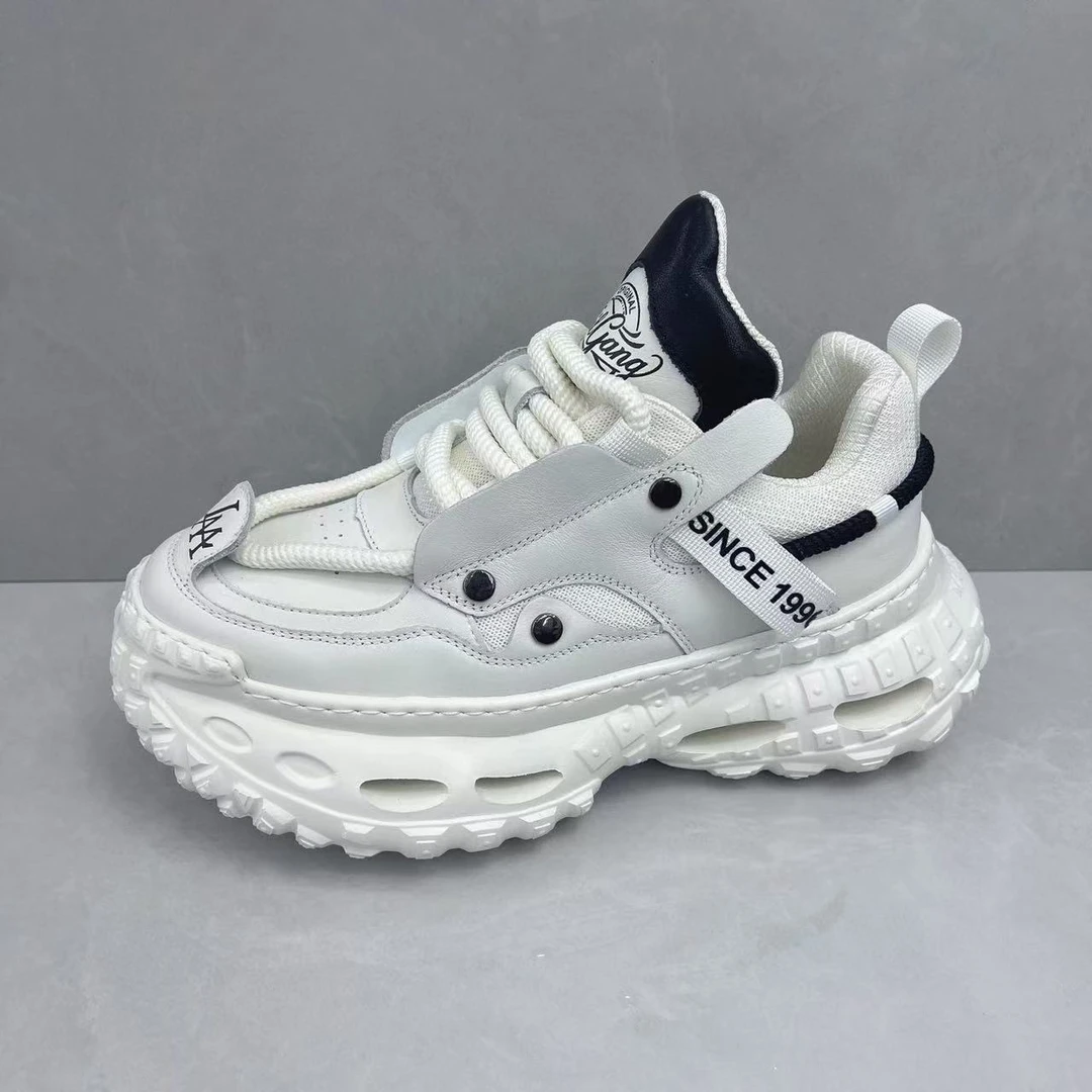 男鞋2025秋冬新款头层牛皮时尚百搭休闲鞋增高轻便软底潮流老爹鞋