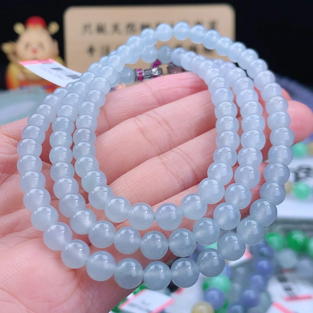 翡翠项链未镶嵌青*卡6mm